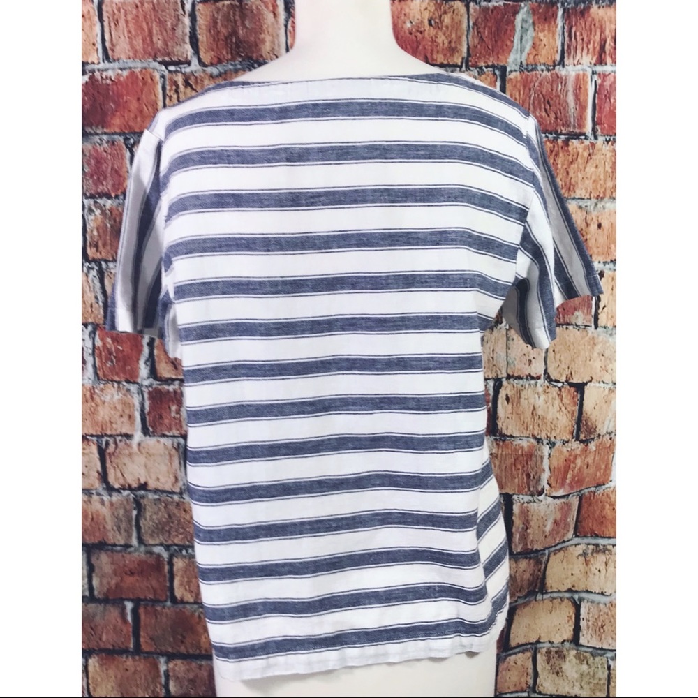 Madewell Nautical Striped Lace Up Linen Cotton Top - Picture 5 of 7